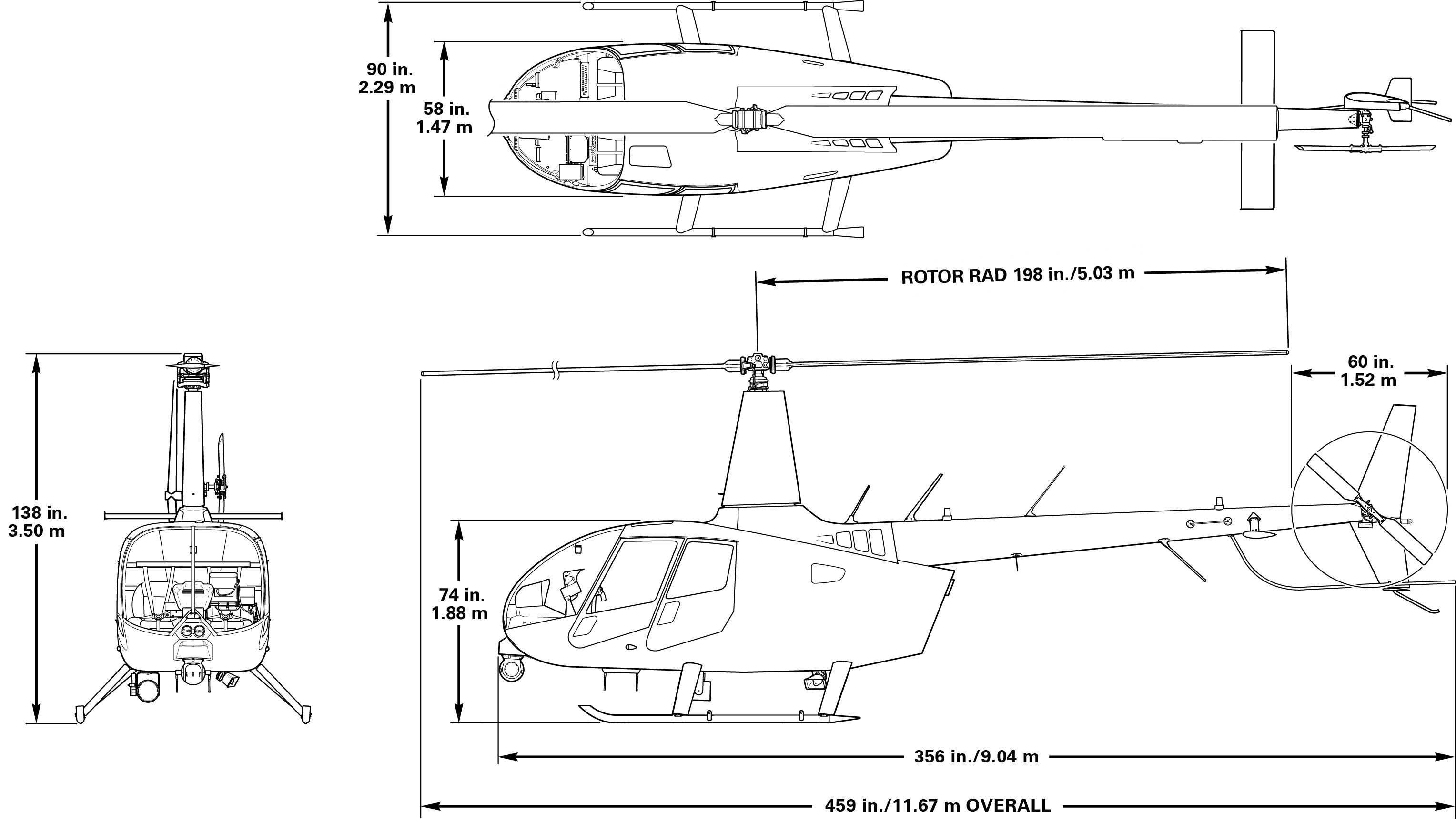 R66 Turbine Police Helicopter Dimensions Diagram