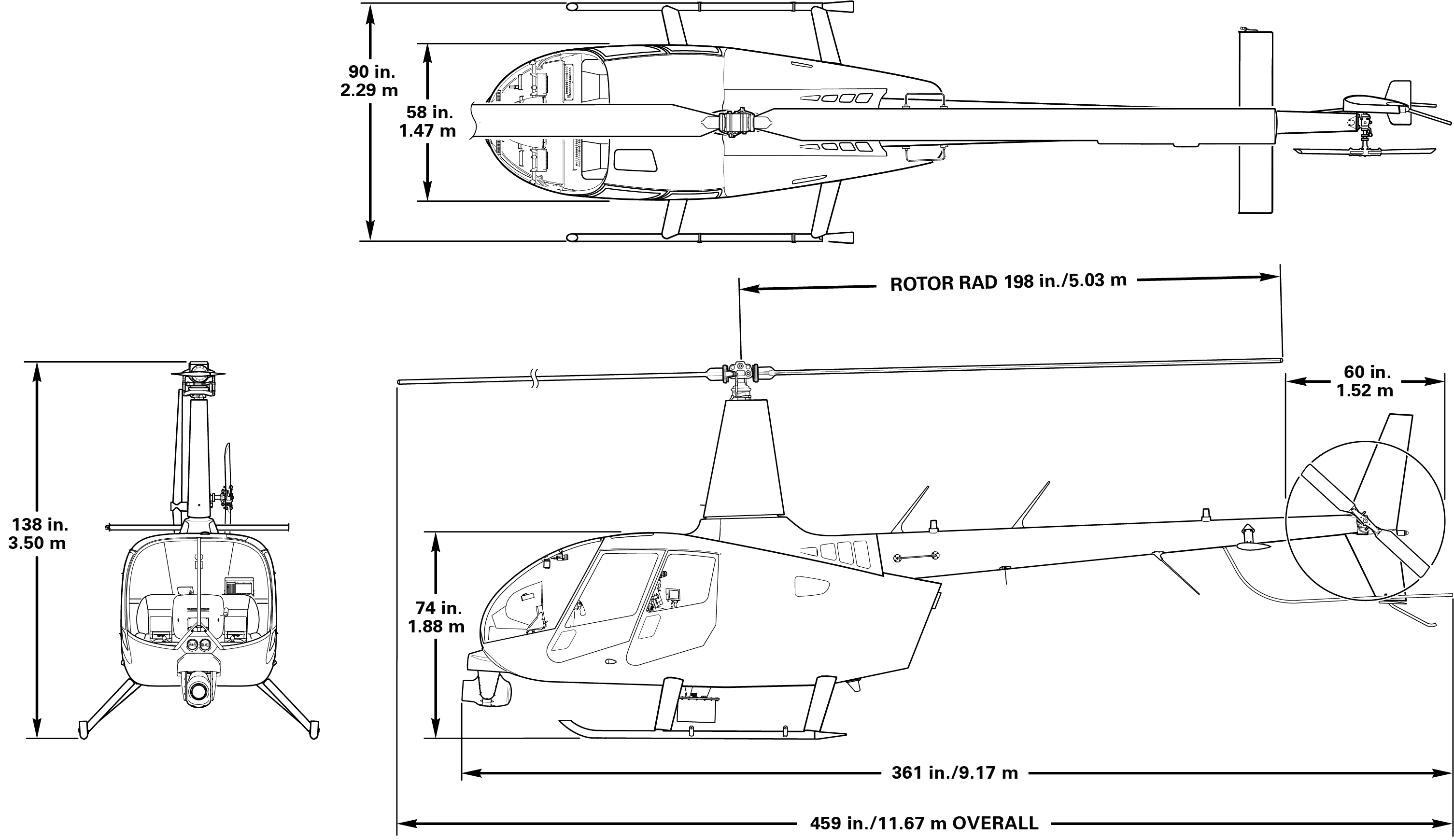 R66 Turbine Newscopter Dimensions Diagram